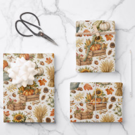 Hoja De Papel De Regalo Harvest Orange Pumpkins Garden Thanksgiving