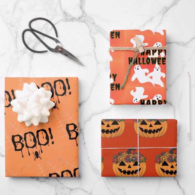 Hoja De Papel De Regalo Haunting Halloween Wrappers (Anverso)