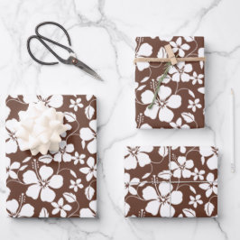 HOJA DE PAPEL DE REGALO HAWAIIAN HULA (HIBISCUS) BROWN