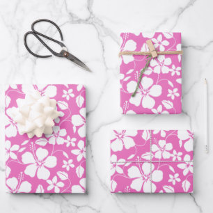 HOJA DE PAPEL DE REGALO HAWAIIAN HULA (HIBISCUS) PINK