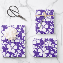 HOJA DE PAPEL DE REGALO HAWAIIAN HULA (HIBISCUS) PURPLE
