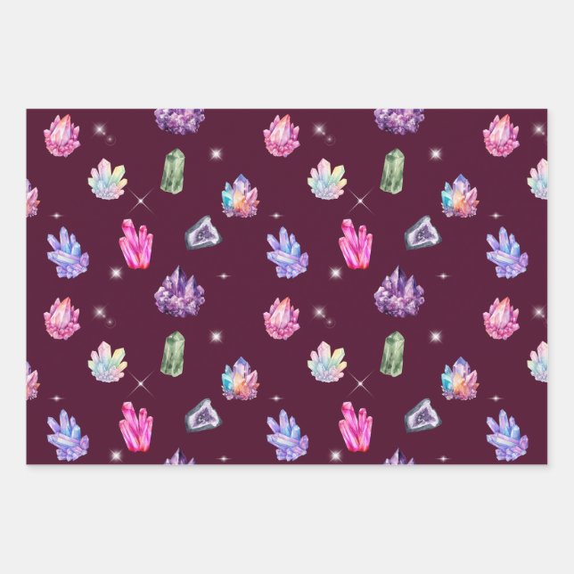 Hoja De Papel De Regalo Healing Crystals Wrapping Paper Set (Anverso)