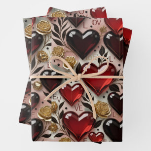 Hoja De Papel De Regalo Heart Pattern Gift Wrap