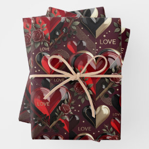 Hoja De Papel De Regalo Heart Pattern Gift Wrap