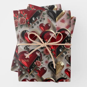 Hoja De Papel De Regalo Heart Pattern Gift Wrap