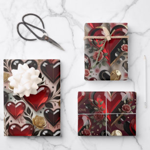 Hoja De Papel De Regalo Heart Pattern Gift Wrap