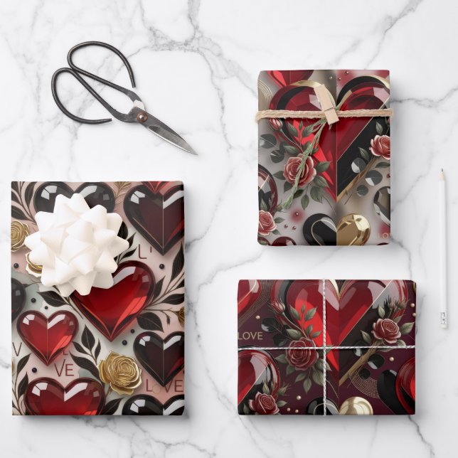 Hoja De Papel De Regalo Heart Pattern Gift Wrap (Anverso)