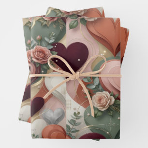 Hoja De Papel De Regalo Heart Pattern Gift Wrap