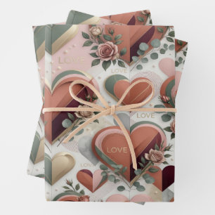 Hoja De Papel De Regalo Heart Pattern Gift Wrap