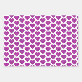 Hoja De Papel De Regalo Heart Plaid Purple Pink Black