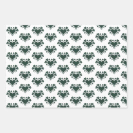 Hoja De Papel De Regalo Heart Shamrock Plaid Blue Green Tartan Clover