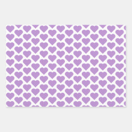 Hoja De Papel De Regalo Heart Shape Plaid Pink Purple