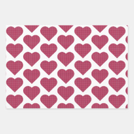 Hoja De Papel De Regalo Heart Shaped Plaid Red Pink