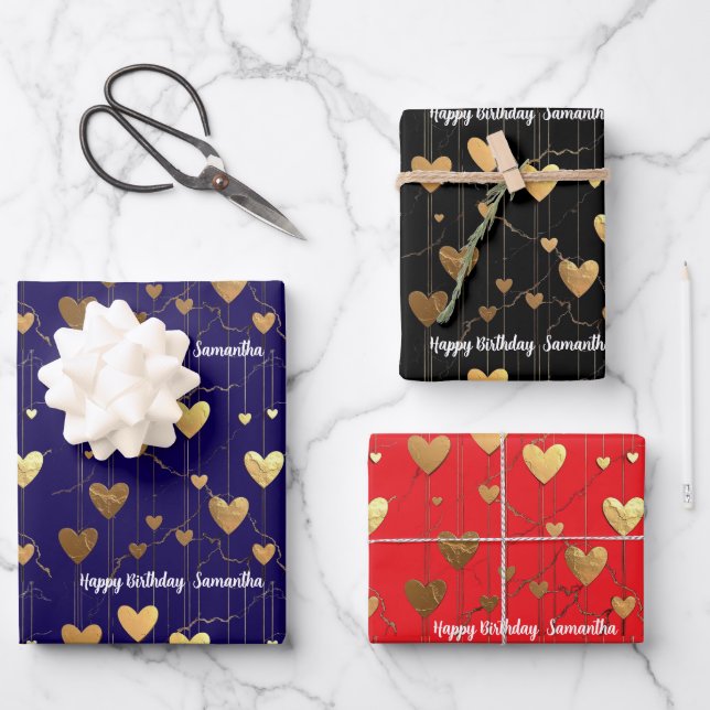 Hoja De Papel De Regalo hearts birthday Valentine's Day anniversary  (Anverso)