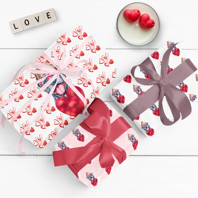 Hoja De Papel De Regalo Hearts Grey Pitbull Dog Lover Valentines Gift (Subido por el creador)
