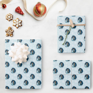 Hoja De Papel De Regalo Hechicera del Dragón Azul Copos de Nieve