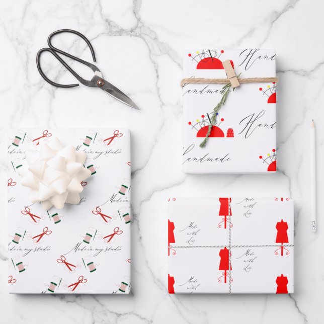 Hoja De Papel De Regalo Hecho por un surtido de coser a mano (Anverso)