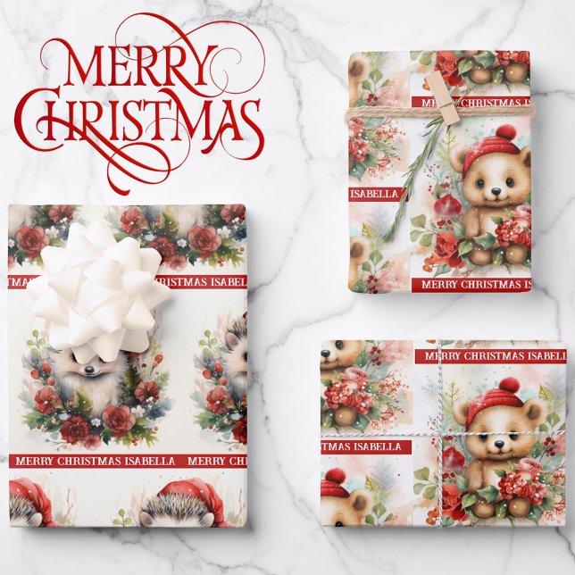 Hoja De Papel De Regalo Hedgehog Añadir Navidades de nombre 3 (Subido por el creador)