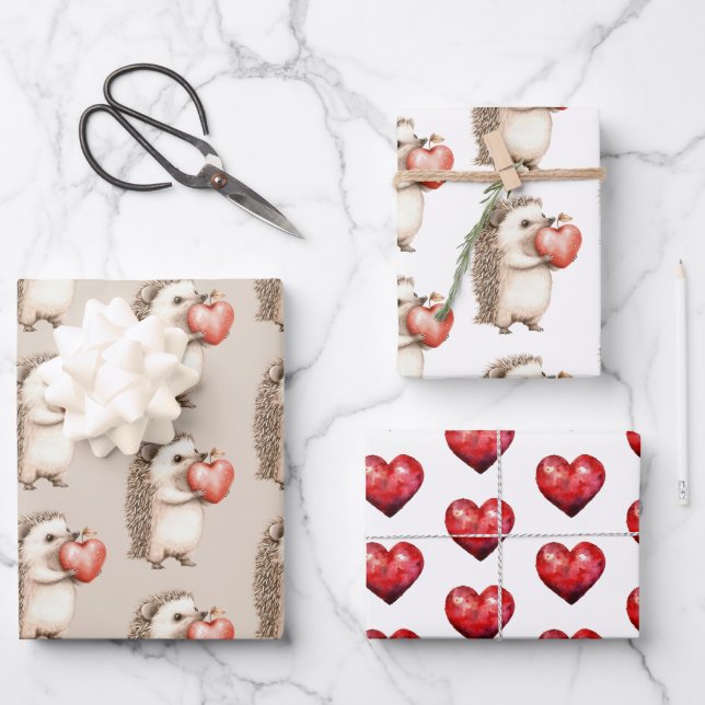 Hoja De Papel De Regalo Hedgehog with Heart Love (Anverso)