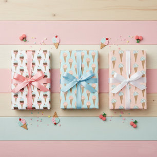 Hoja De Papel De Regalo Helado con Purpurina Regalo Colorido Moderno y Div