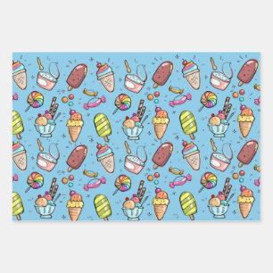 Hoja De Papel De Regalo Helado Cream Candy Blue