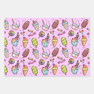 Hoja De Papel De Regalo Helado Cream Candy Pink