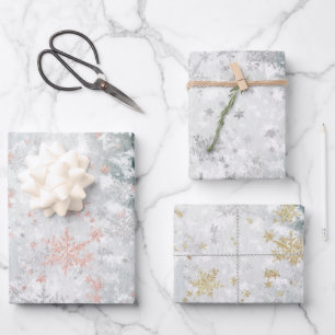 Hoja De Papel De Regalo Helados de nieve Rubor de plata rosada congelados