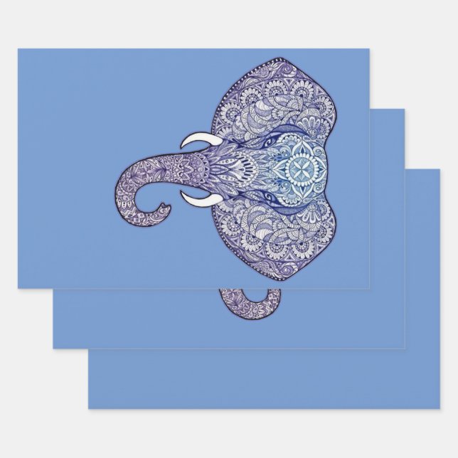 Hoja De Papel De Regalo Henna Elephant Art (Set)