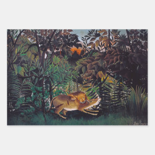 Hoja De Papel De Regalo Henri Rousseau - El león hambriento