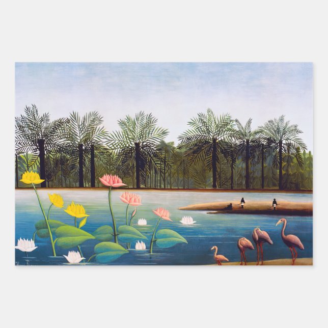 Hoja De Papel De Regalo Henri Rousseau - Los flamencos (Anverso)