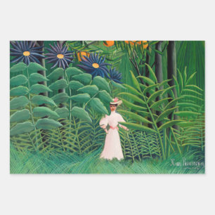 Hoja De Papel De Regalo Henri Rousseau - Mujer caminando en un bosque exót