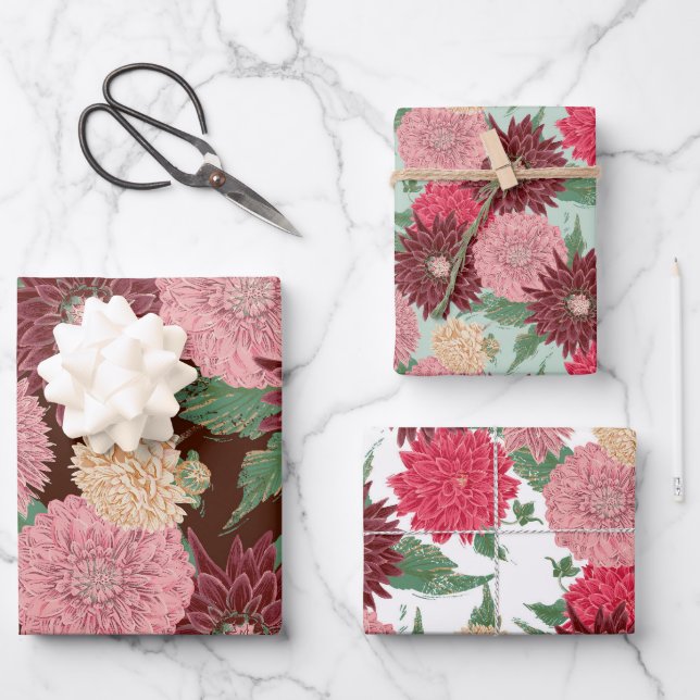 Hoja De Papel De Regalo Herbst Blumen Dahlien (Anverso)