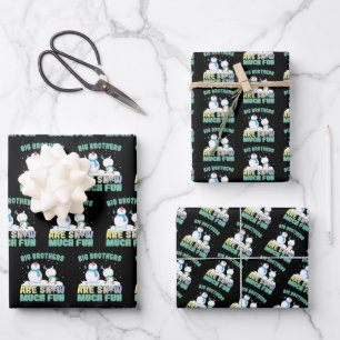 Hoja De Papel De Regalo Hermanos grandes se divierten con la nieve - Nieve