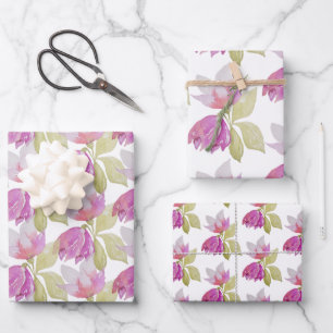 Hoja De Papel De Regalo Hermosa acuarela de flores rosas pintadas a mano