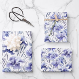 Hoja De Papel De Regalo Hermosa acuarela Iris Flower Light Purple Art