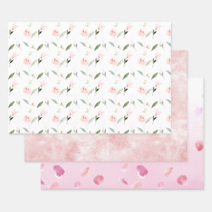 Hoja De Papel De Regalo Hermosa acuarela rosa floral