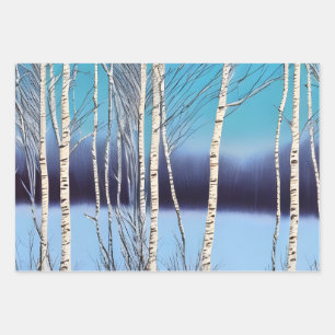 Hoja De Papel De Regalo Hermosa Birch de Invierno
