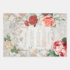 Hoja De Papel De Regalo Hermosa Decoración Antigua Floral Ephemera