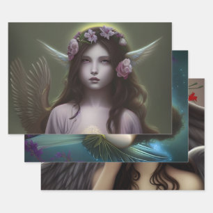 Hoja De Papel De Regalo Hermosa desorientación de ángeles de época