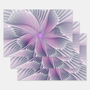 Hoja De Papel De Regalo Hermosa Flor Rosa Arte Abstracto Fractal Moderno