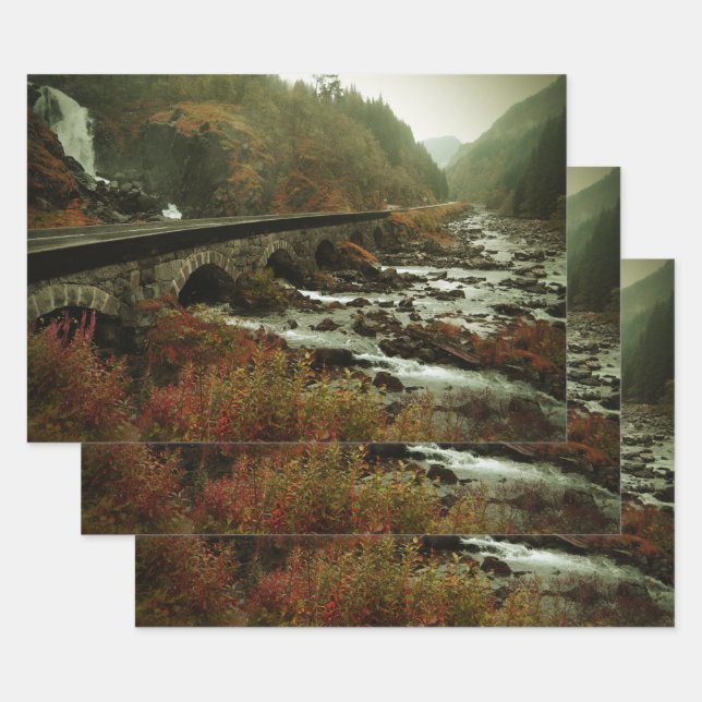 Hoja De Papel De Regalo Hermosa foto de naturaleza panorámica (Set)