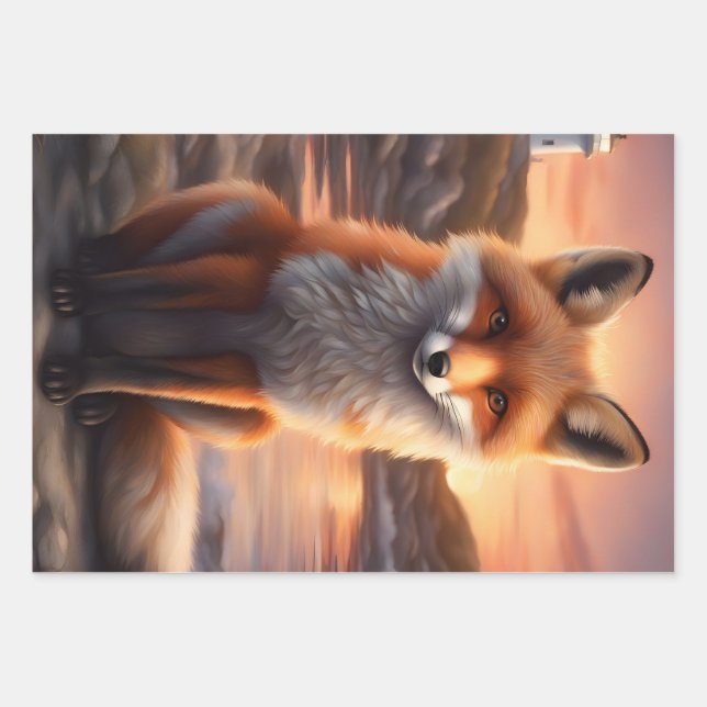 Hoja De Papel De Regalo Hermosa Fox (Anverso)