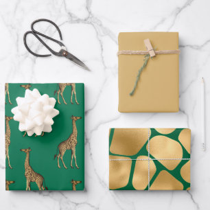 Hoja De Papel De Regalo Hermosa Giraffe verde y Tan