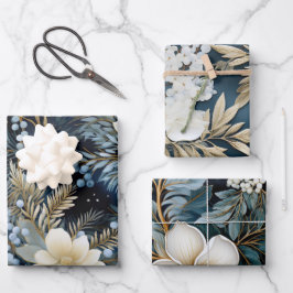 Hoja De Papel De Regalo Hermosa mezcla de Navidades azules