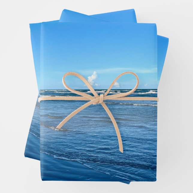 Hoja De Papel De Regalo Hermosa playa Waves Blue Sky Nature Photography (In situ)