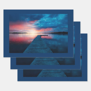 Hoja De Papel De Regalo Hermosa puesta de sol en un tranquilo lago