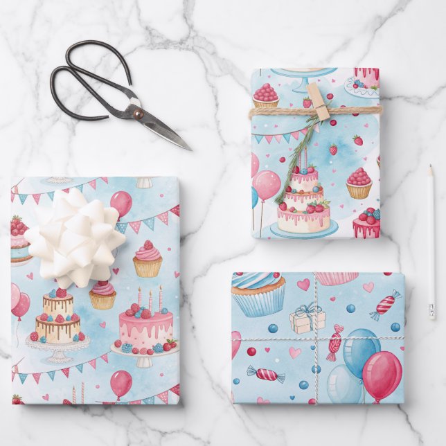 Hoja De Papel De Regalo Hermosa tarta de cumpleaños (Anverso)