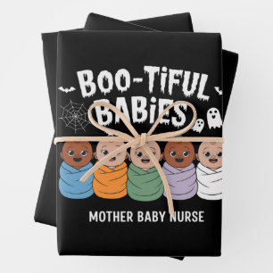 Hoja De Papel De Regalo Hermosas Bebés Enfermera Materna Halloween 