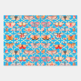 Hoja De Papel De Regalo Hermosas mariposas azul turquesa
