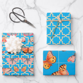 Hoja De Papel De Regalo Hermosas mariposas azul turquesa